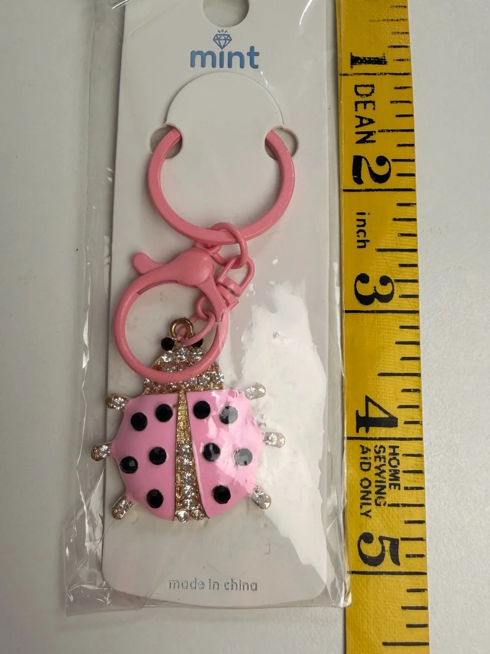 mint Pink Ladybug Keychain